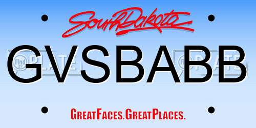 GVSBABB South Dakota License Plate