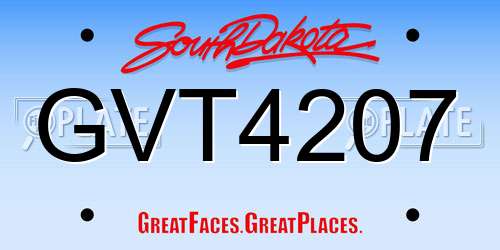 GVT4207 South Dakota License Plate