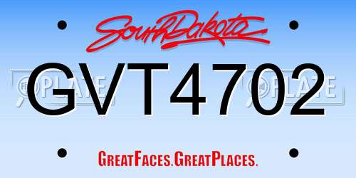 GVT4702 South Dakota License Plate