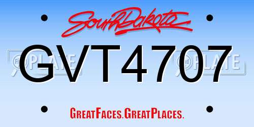 GVT4707 South Dakota License Plate