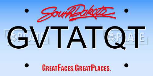 GVTATQT South Dakota License Plate