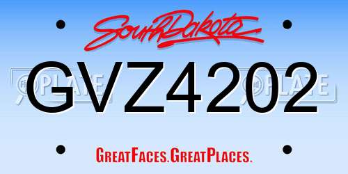 GVZ4202 South Dakota License Plate