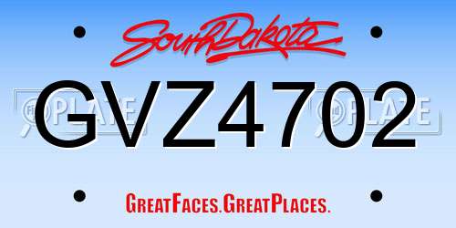 GVZ4702 South Dakota License Plate