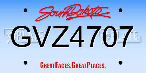 GVZ4707 South Dakota License Plate