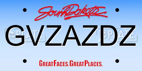 GVZAZDZ South Dakota License Plate