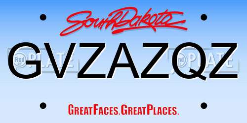GVZAZQZ South Dakota License Plate