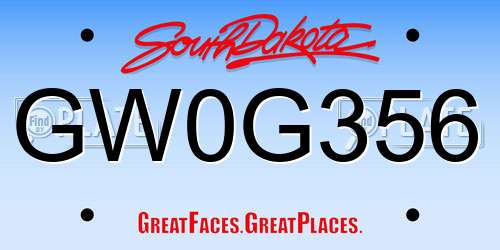 GW0G356 South Dakota License Plate