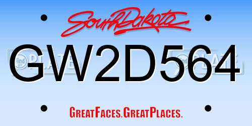 GW2D564 South Dakota License Plate