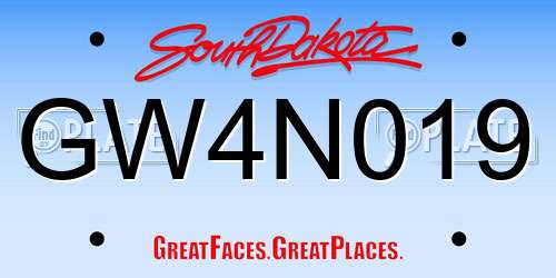 GW4N019 South Dakota License Plate