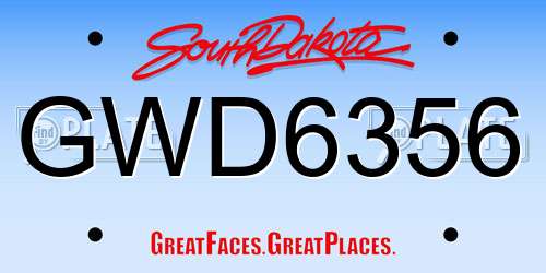 GWD6356 South Dakota License Plate
