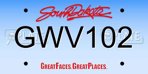 GWV102 South Dakota License Plate