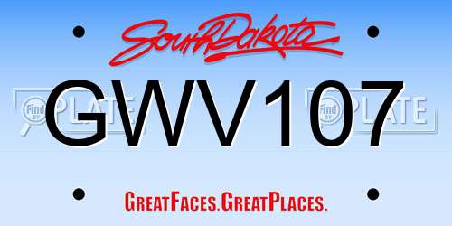 GWV107 South Dakota License Plate