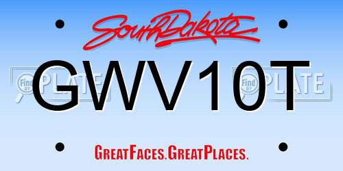 GWV10T South Dakota License Plate