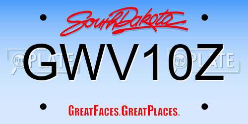 GWV10Z South Dakota License Plate