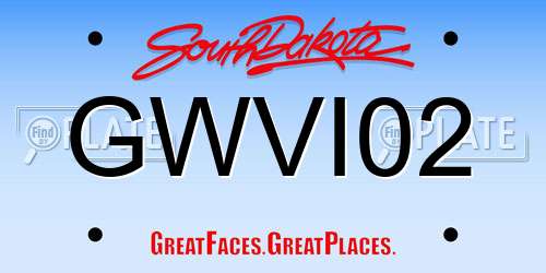GWVI02 South Dakota License Plate