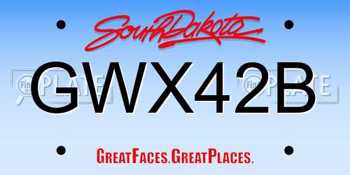 GWX42B South Dakota License Plate