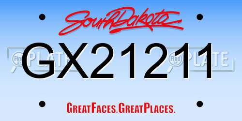 GX21211 South Dakota License Plate