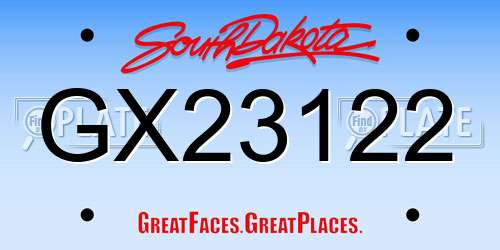 GX23122 South Dakota License Plate