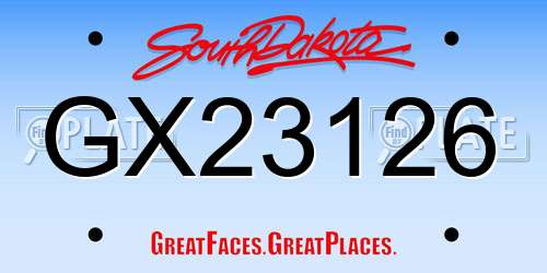GX23126 South Dakota License Plate