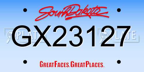 GX23127 South Dakota License Plate