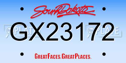 GX23172 South Dakota License Plate
