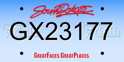 GX23177 South Dakota License Plate