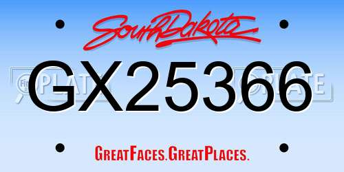 GX25366 South Dakota License Plate