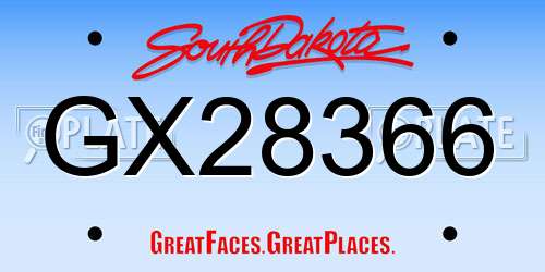 GX28366 South Dakota License Plate