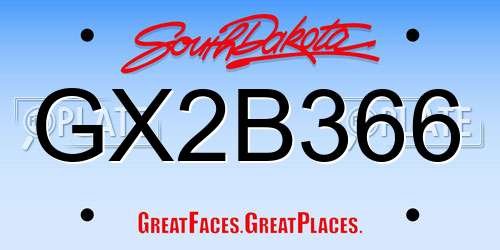 GX2B366 South Dakota License Plate