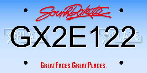 GX2E122 South Dakota License Plate