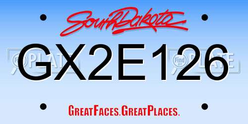 GX2E126 South Dakota License Plate