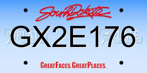 GX2E176 South Dakota License Plate