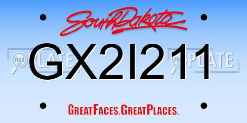 GX2I211 South Dakota License Plate