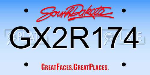 GX2R174 South Dakota License Plate