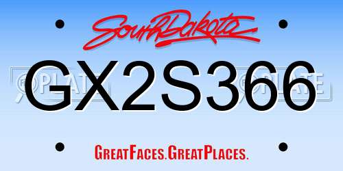 GX2S366 South Dakota License Plate