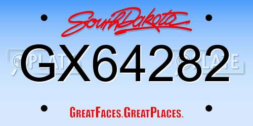 GX64282 South Dakota License Plate