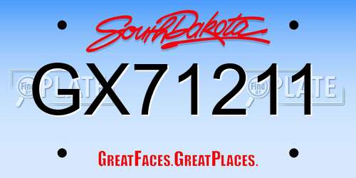 GX71211 South Dakota License Plate