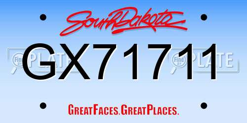 GX71711 South Dakota License Plate