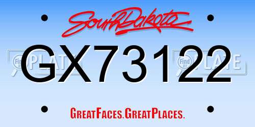 GX73122 South Dakota License Plate