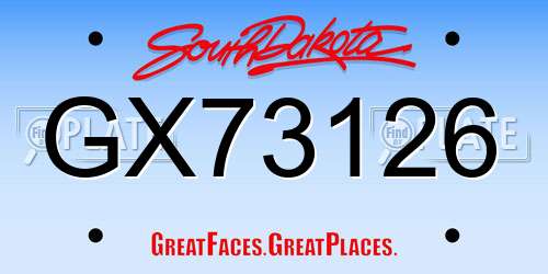 GX73126 South Dakota License Plate