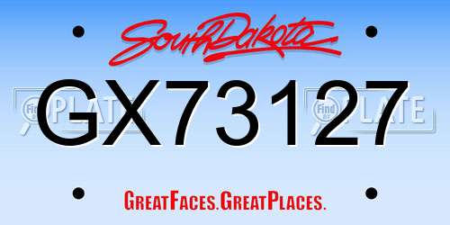 GX73127 South Dakota License Plate