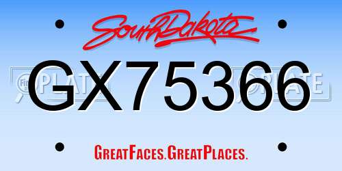 GX75366 South Dakota License Plate
