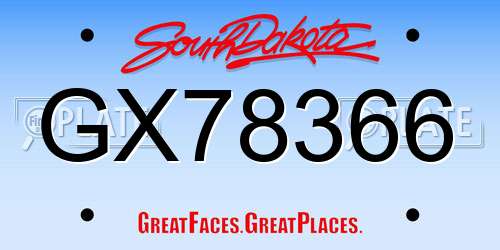GX78366 South Dakota License Plate