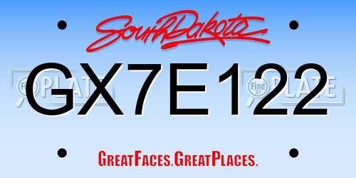 GX7E122 South Dakota License Plate