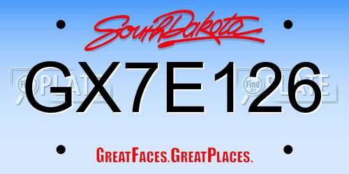 GX7E126 South Dakota License Plate