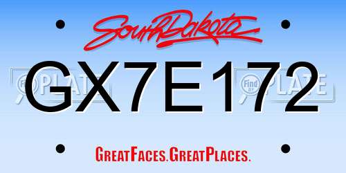 GX7E172 South Dakota License Plate