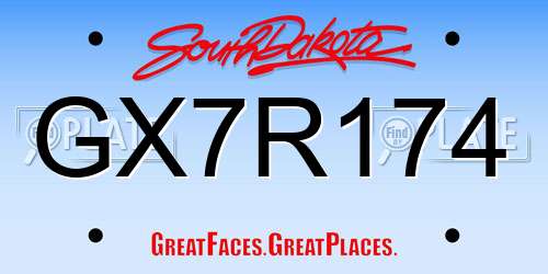 GX7R174 South Dakota License Plate