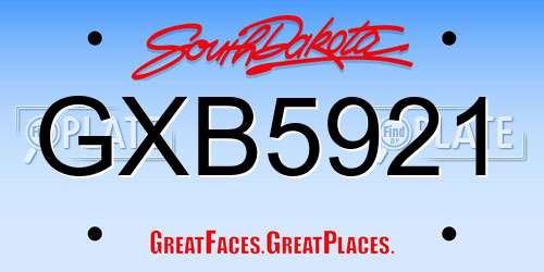GXB5921 South Dakota License Plate