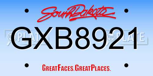 GXB8921 South Dakota License Plate