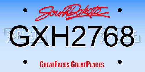 GXH2768 South Dakota License Plate